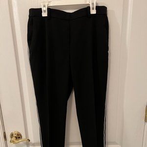 Women's Work Pants with Green Side Stripe Black